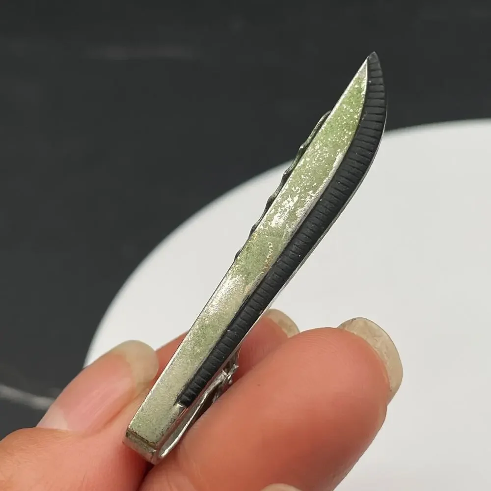 Vintage Anson Silver Tone Tie Clip Bar Ridged Texture Formal Men's Accessory